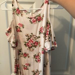 Floral Shirt w/ cut out shoulders